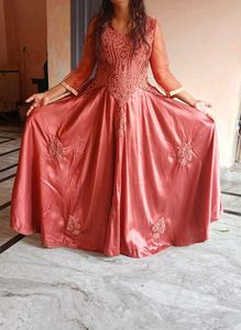 Very Beautiful Embroidery Silk Satin Gown