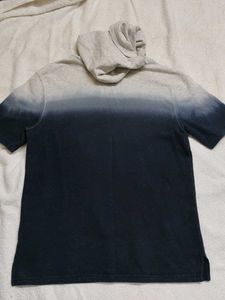 Short Sleeve Ombre Hoodie Top