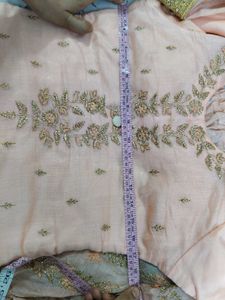 Elegant Peach Embroidered Kurta Set