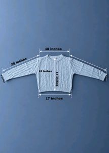 POWDER BLUE HEART &amp; CABLE-KNIT CROPPED SWEATER