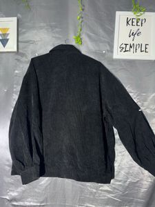SHEIN Black Corduroy Button-Up Jacket