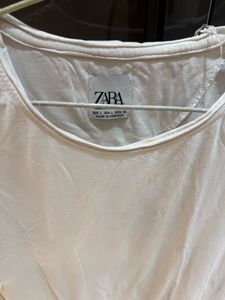 ZARA White Crew Neck T-Shirt