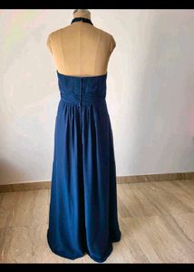 Elegant Blue Halter Neck Maxi Dress