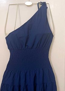 Blue One-Shoulder Midi Dress