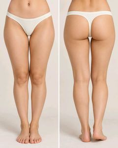 Sweet White Ribbed Thong Panty – Size S