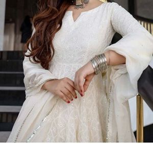 Elegant White Chikankari Kurta Set