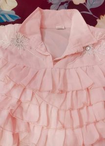 Pink Ruffled Blouse with Embroidery for( 4-5 girls