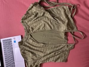 Printed Cropped Top with Open Back