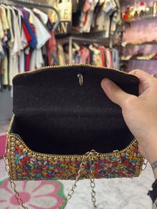 Boho Multicolor Beaded Clutch Bag