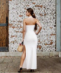 Elegant White Halter Maxi Dress