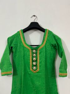 Green Kurta with Gold Embellishments