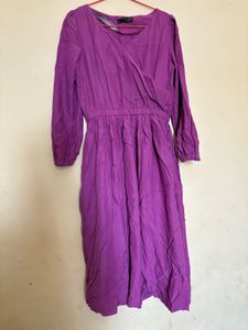 Flowy Purple Wrap Midi Dress
