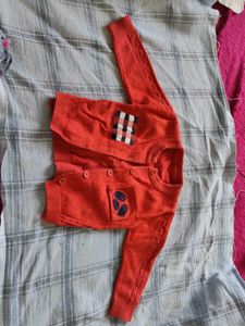 Orange Cardigan with Patch Detail
