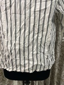 Striped V-Neck Ruffled Blouse