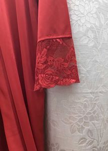 Elegant Red Lace Trim Nightgown