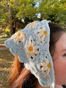 Crochet Sunflower Bandana Scarf💖