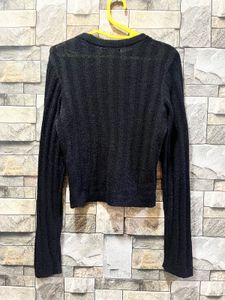 Black Crochet Knit Sweater
