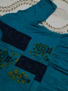 Teal Anarkali Kurta- M 🦚