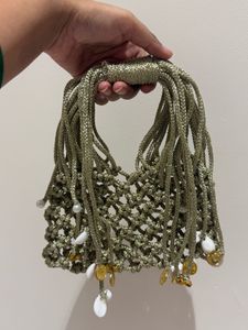Boho Macrame Bag with Shells & Coins