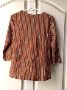 Zara Striped Button Detail Top