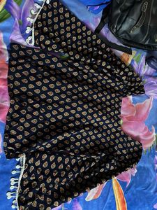 Boho Print Skirt with Shell Trim