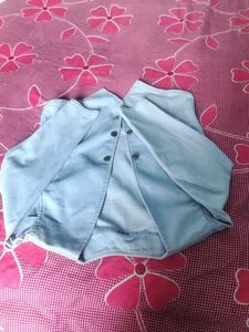 White Puff  Top &amp; Denim combo set