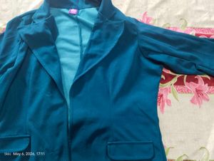 Teal Open Front Blazer