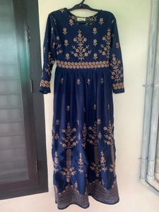 Elegant Navy Embroidered Gown