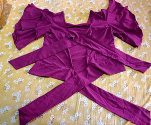 Maroon Ruffle Sleeve Crop Top