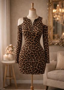 🦁 Leopard Print Bodycon Dress