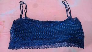 Blue Lace Bandeau Bra