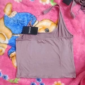 S size Mauve Halter Top with Ring Detail