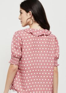 Cute Polka Dot Ruffle Top