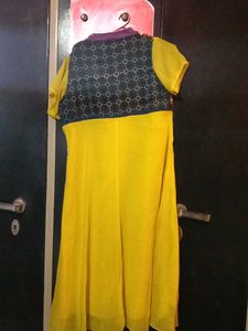 Bright Yellow Kurta with Unique Yoke Design