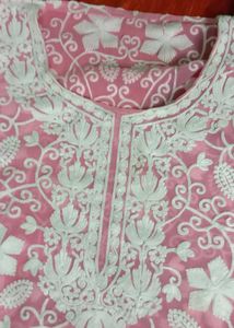 Elegant Pink Chikankari Kurta