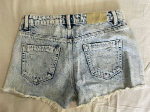 Blue Denim Distressed Shorts