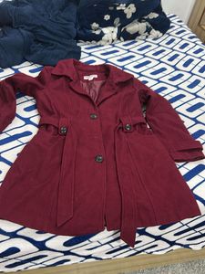 Burgundy belted coat