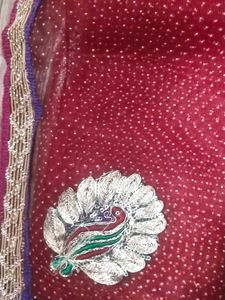 Gorgeous Maroon Net Saree with blouse