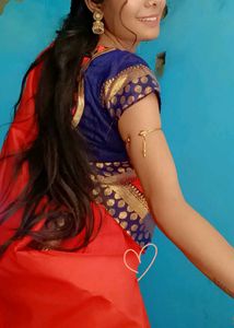 Vibrant Orange Saree with Embellished Border