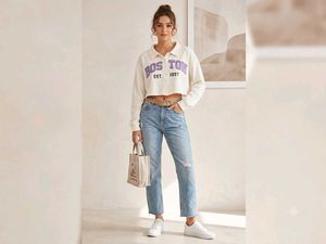 Off white Cropped & Oversized Sweatshirt
