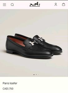 Authentic Hermes Black Leather Loafers with H Buck