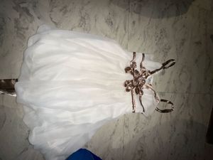 White Party Dress with Bow Detail