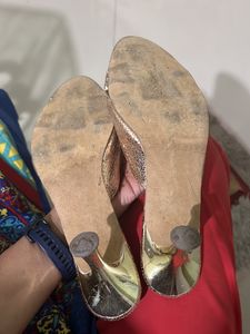 Golden Sequin Heeled Sandal EU 39