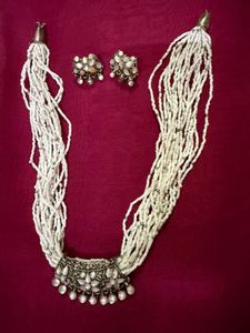 🔥White Beaded Necklace Set