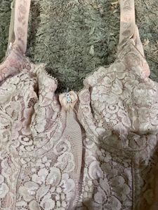 Lace Trimmed Pink Bra