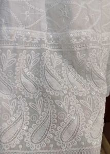 Elegant White Chikankari Kurta cum gown