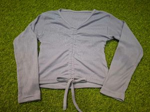 Ruched V-Neck Long Sleeve Top