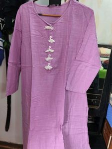 Purple Cotton Tasselled Kurta
