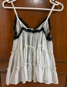 Sheer Babydoll Chemise with Lace Trim