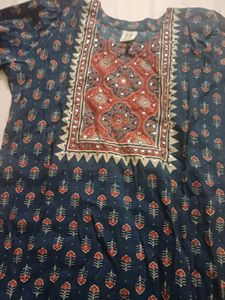 Blue Printed Kurta with Mirror Work Salwar suit